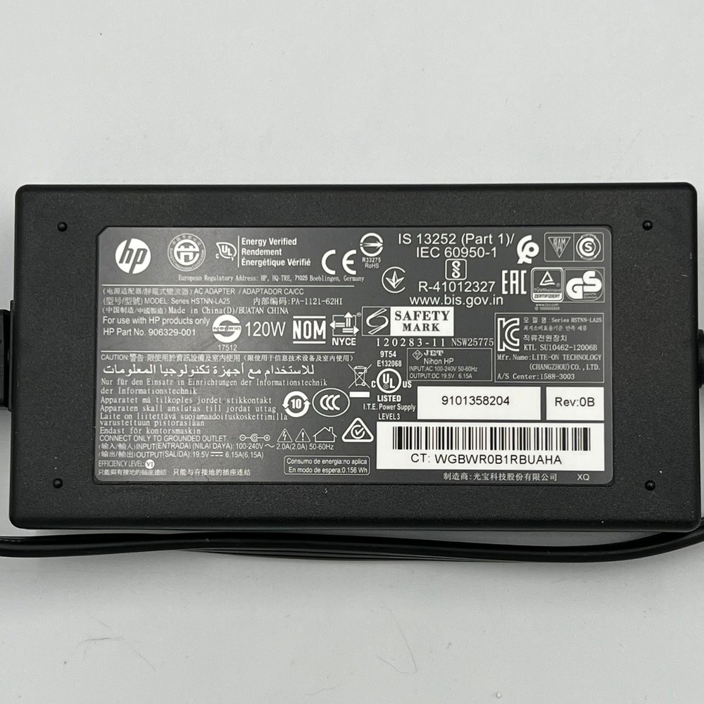 HP AC Adapter Laptop Charger 120W Black Very Good HSTNN-LA25 19.5V 6.15A - Picture 3 of 5